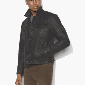 John Varvatos ~ Star USA Faux Shearling Lined Coated Trucker Jacket size Large